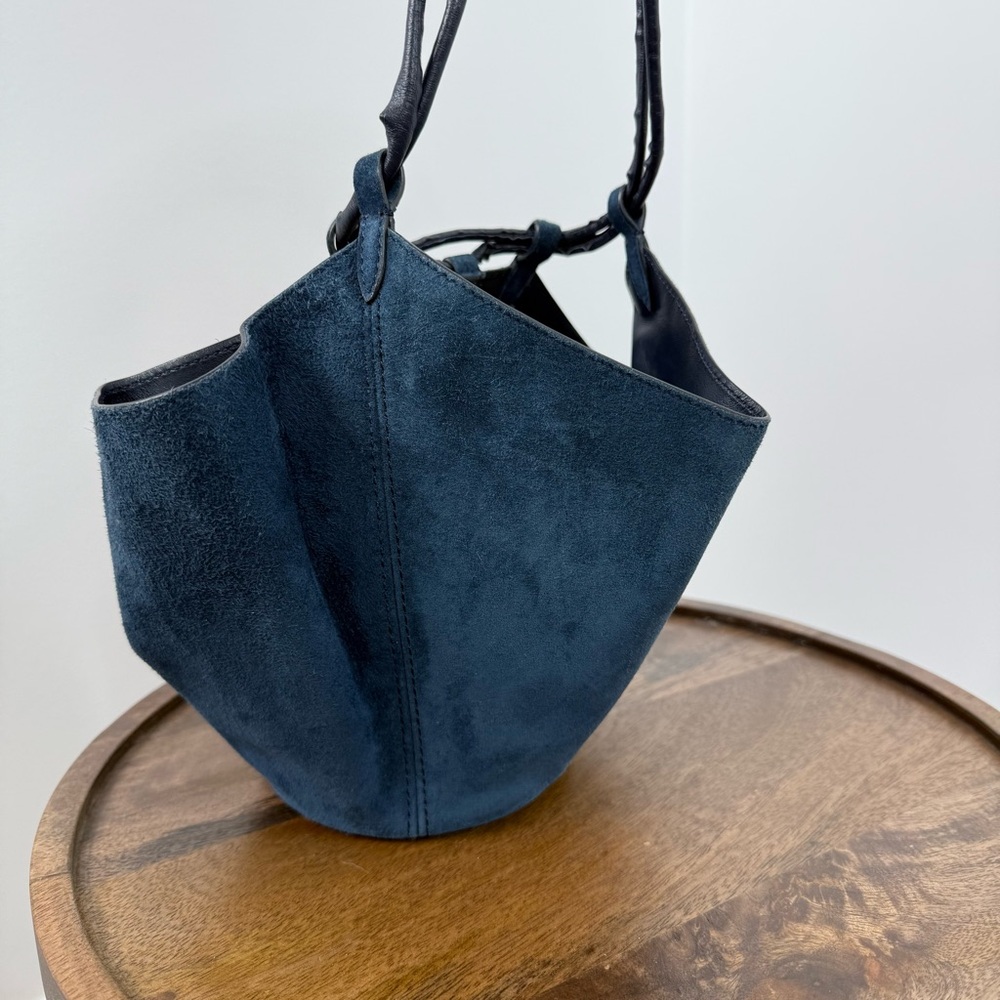 KHAITE The Mini Lotus Drawstring Bag in Midnight Suede - Picture 11 of 16